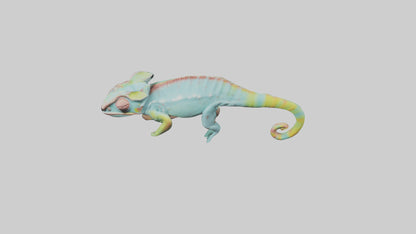 Chameleon climbing branch model VR / AR / low-poly