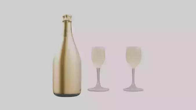 Champagne model VR / AR / low-poly