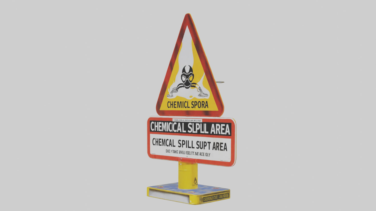 Chemical Spill Area Caution Sign model 3D model
