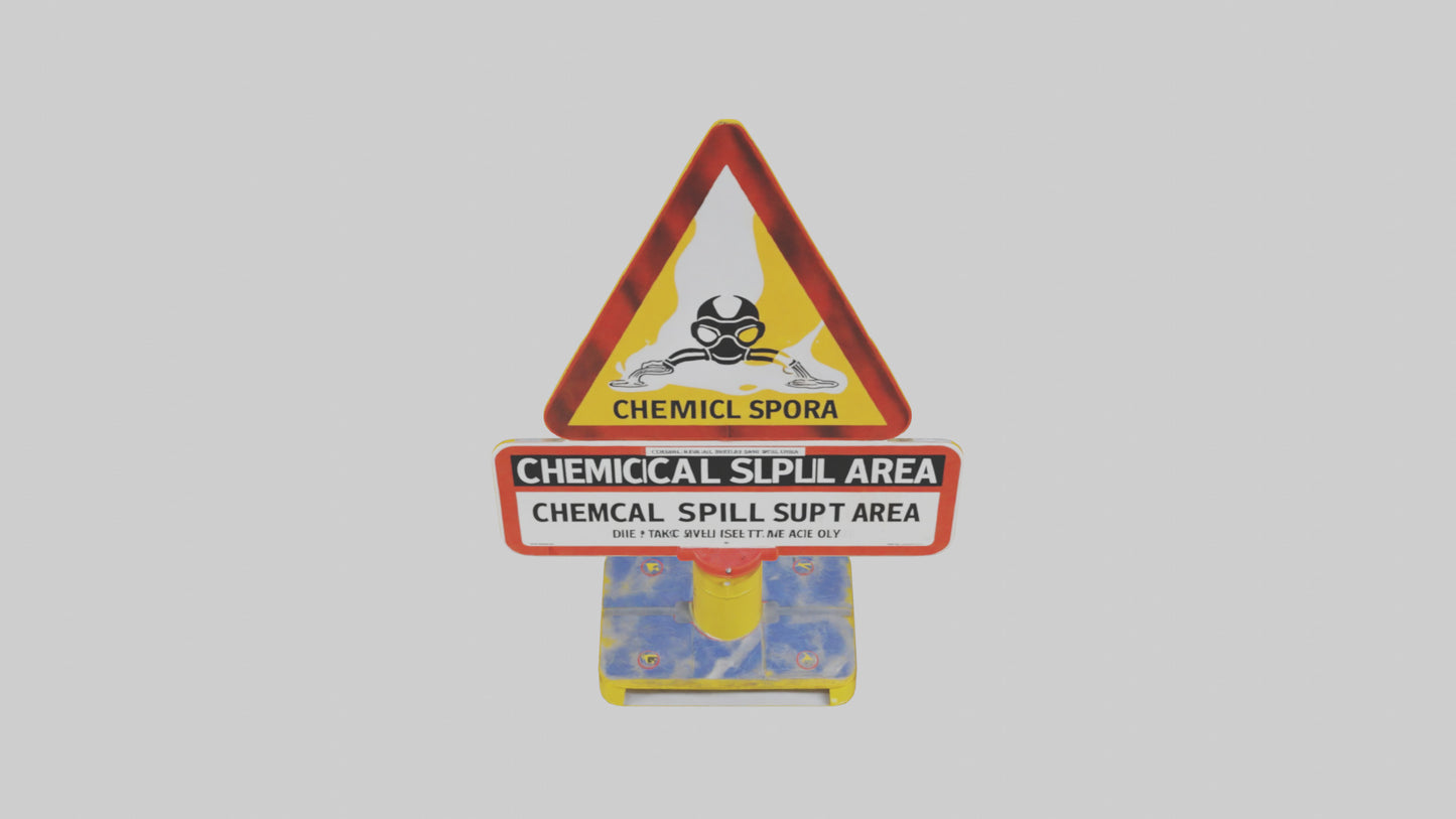 Chemical Spill Area Caution Sign model 3D model
