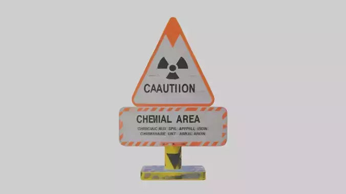 Chemical Spill Area Caution Sign model 3D model