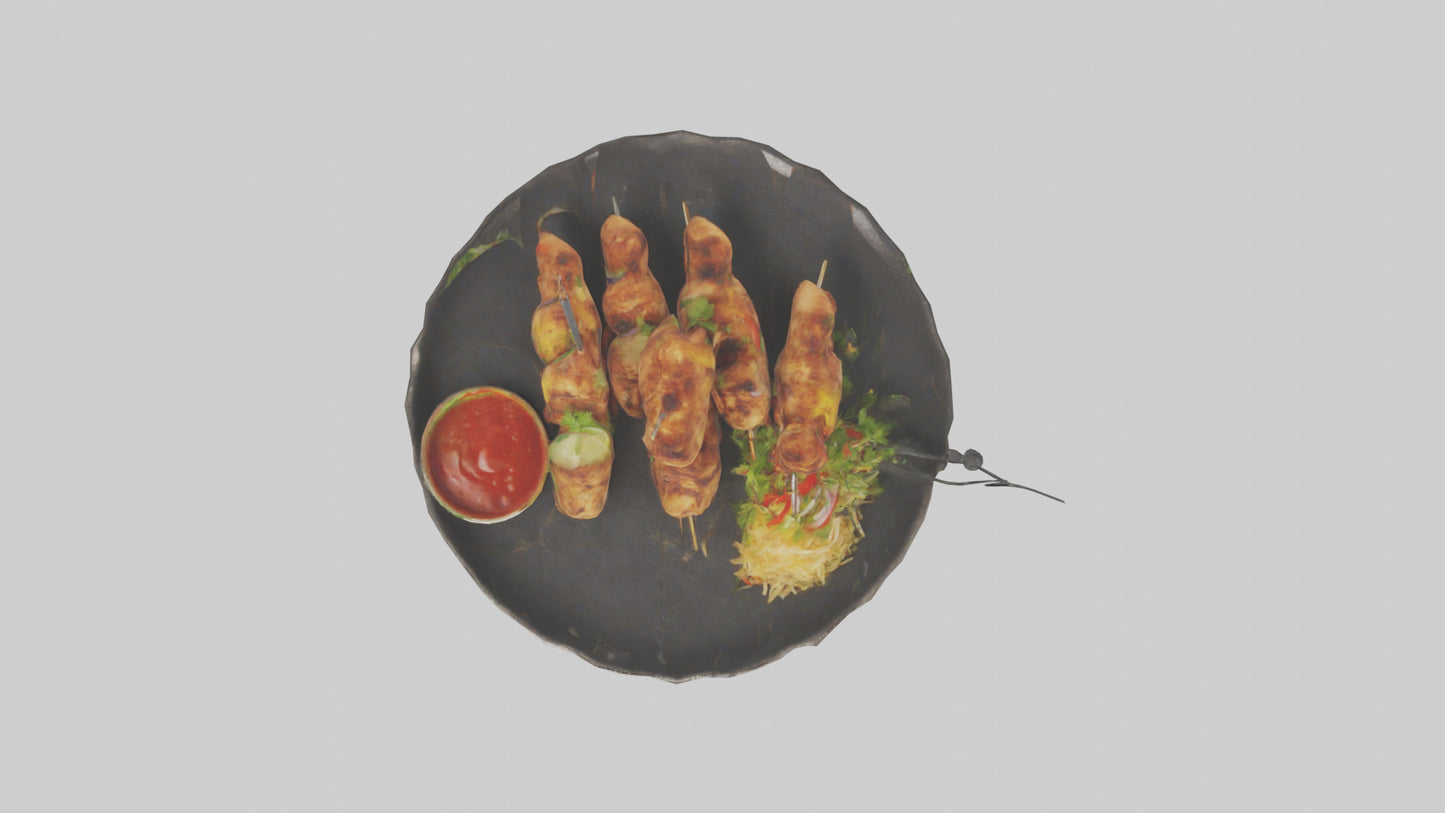 Chicken fried chicken model VR / AR / low-poly