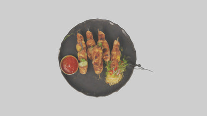 Chicken fried chicken model VR / AR / low-poly