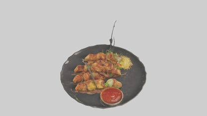 Chicken fried chicken model VR / AR / low-poly