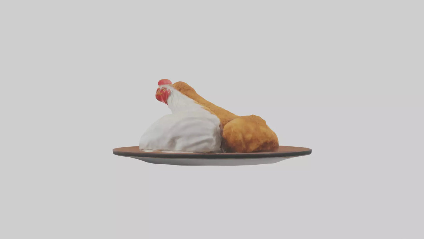 Chicken fried chicken model VR / AR / low-poly