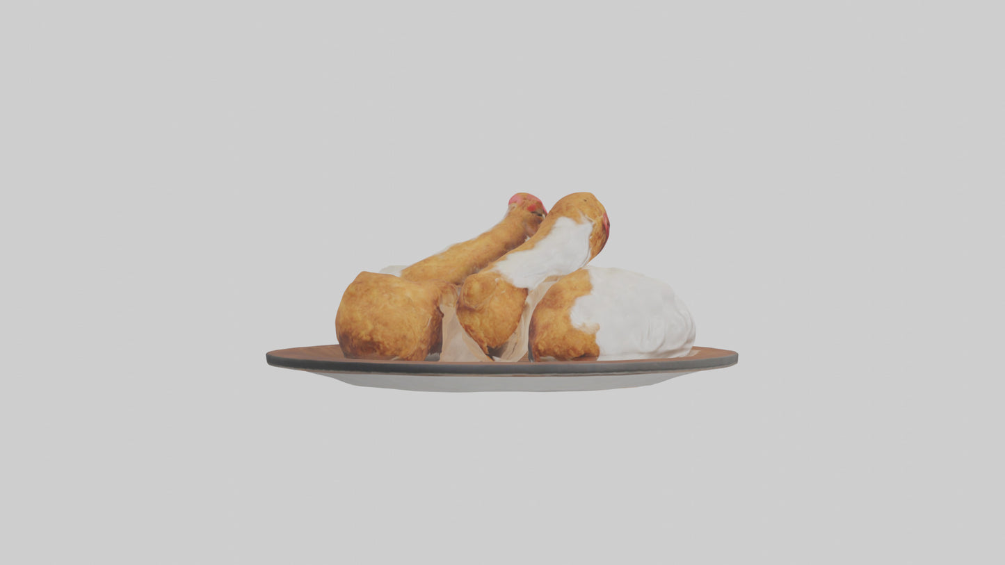 Chicken fried chicken model VR / AR / low-poly