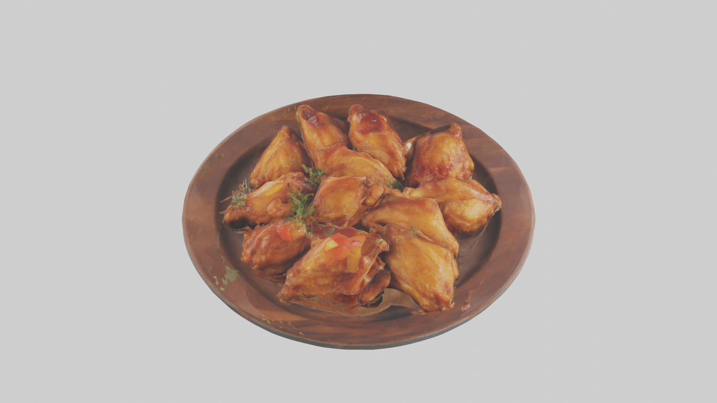 Chicken wings platter model VR / AR / low-poly