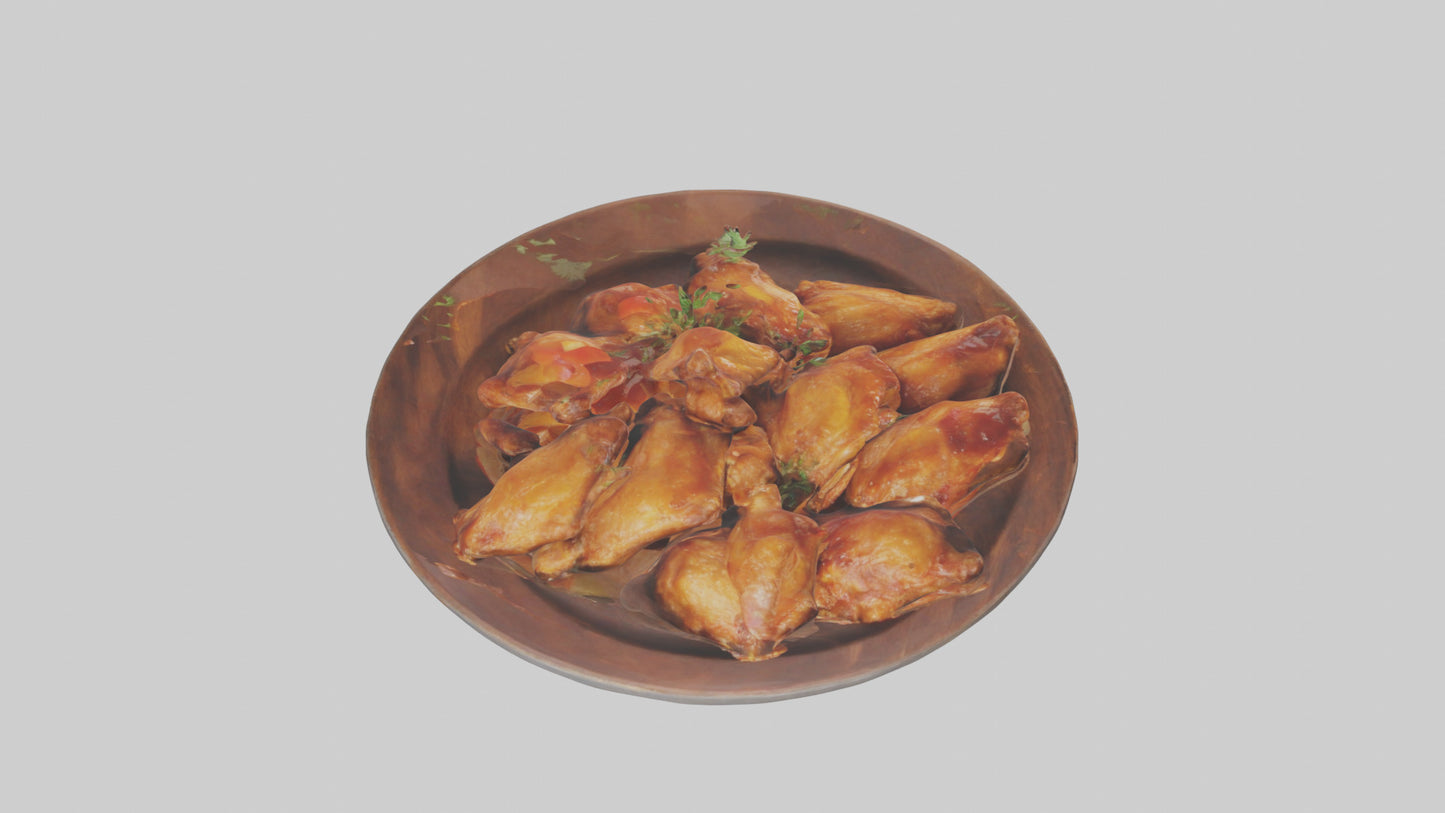 Chicken wings platter model VR / AR / low-poly