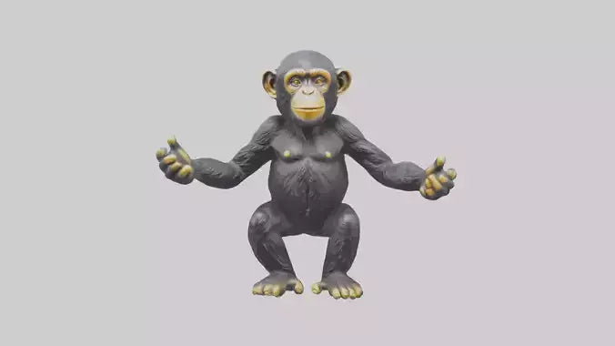 Chimpanzee statue model VR / AR / low-poly