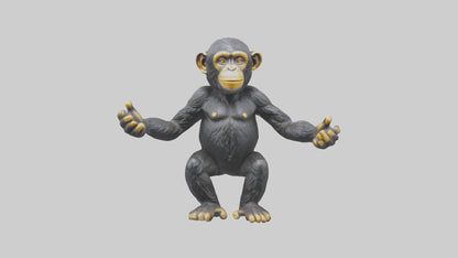 Chimpanzee statue model VR / AR / low-poly