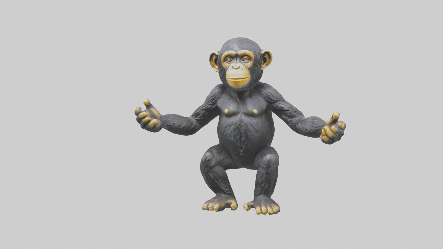 Chimpanzee statue model VR / AR / low-poly