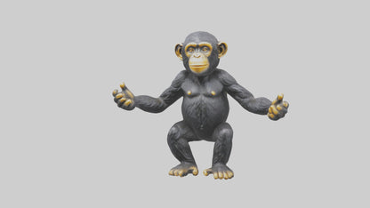 Chimpanzee statue model VR / AR / low-poly