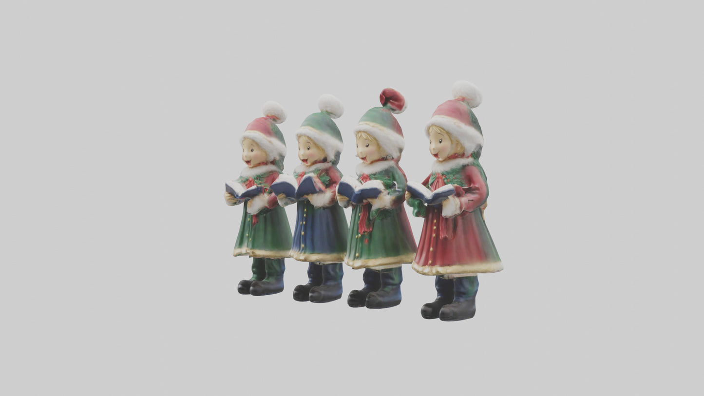 Christmas Carolers Figurine model VR / AR / low-poly