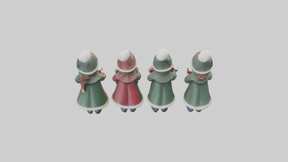 Christmas Carolers Figurine model VR / AR / low-poly