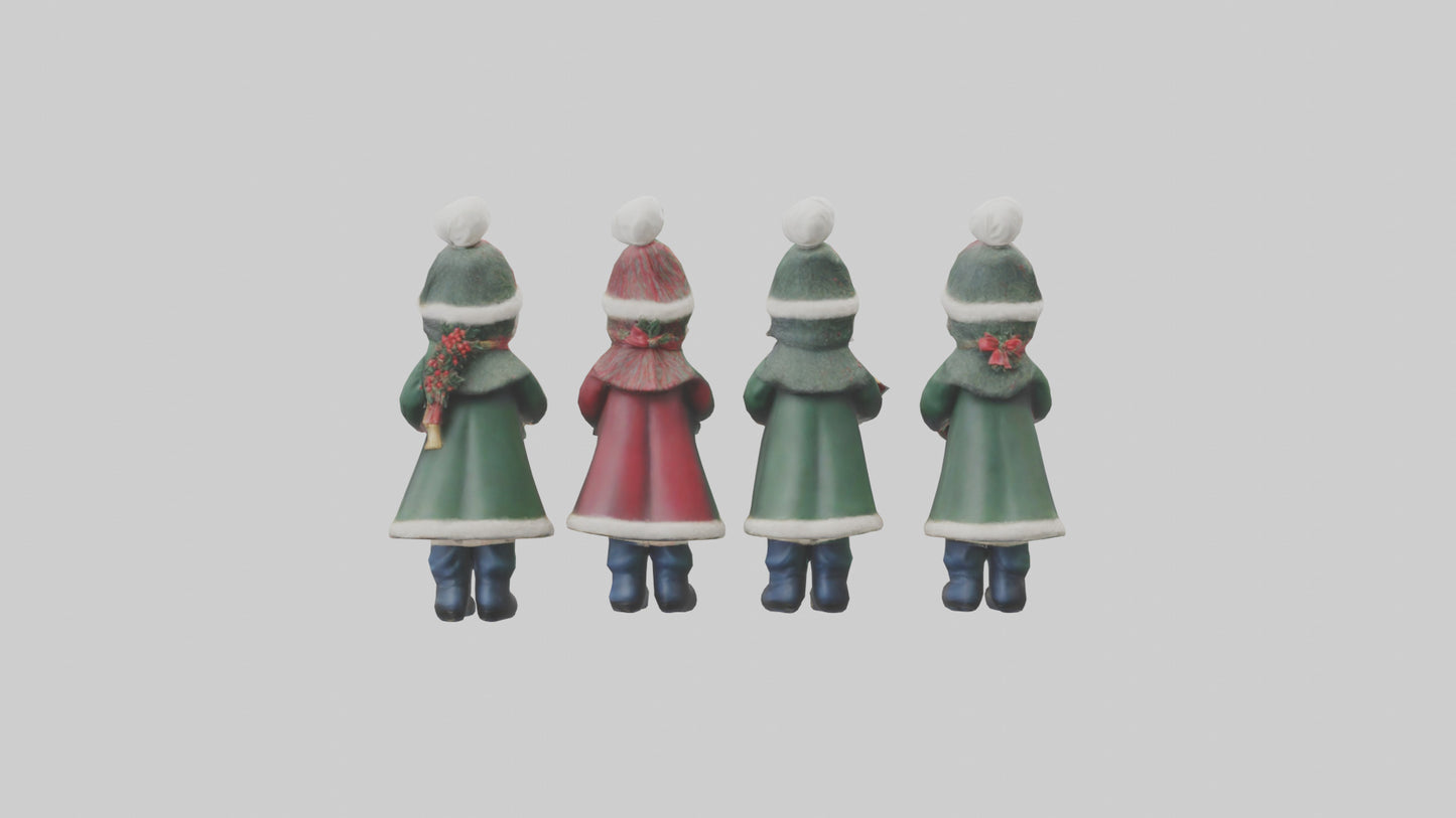 Christmas Carolers Figurine model VR / AR / low-poly
