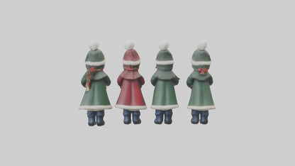 Christmas Carolers Figurine model VR / AR / low-poly