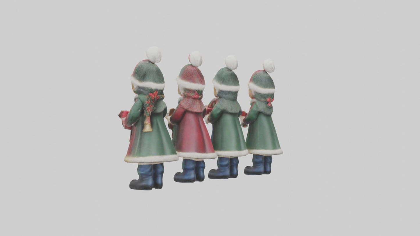 Christmas Carolers Figurine model VR / AR / low-poly
