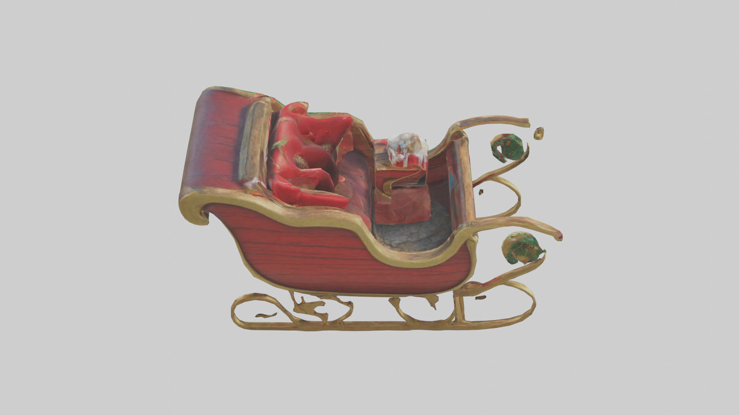 Christmas Sleigh model VR / AR / low-poly