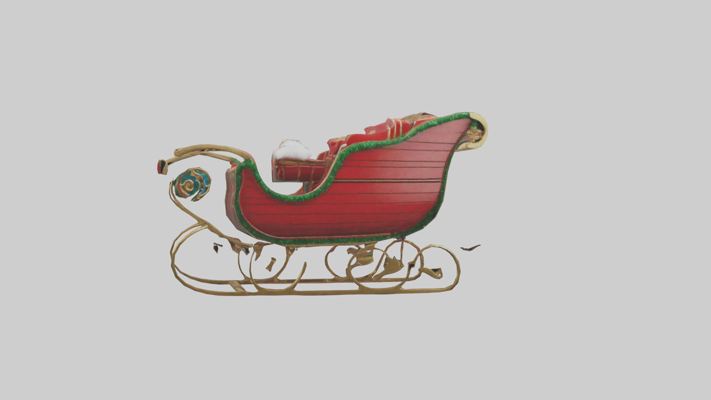 Christmas Sleigh model VR / AR / low-poly