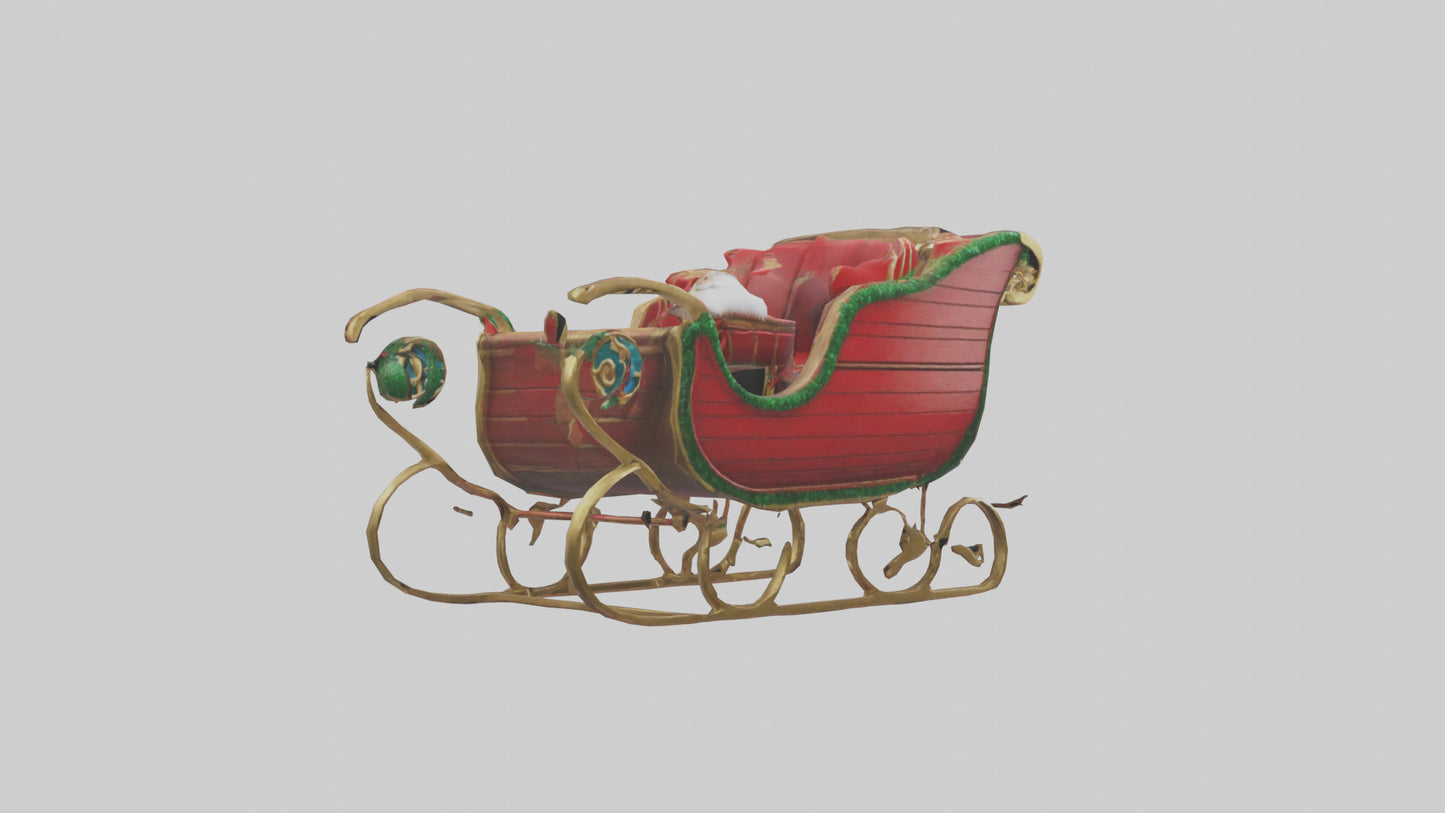 Christmas Sleigh model VR / AR / low-poly