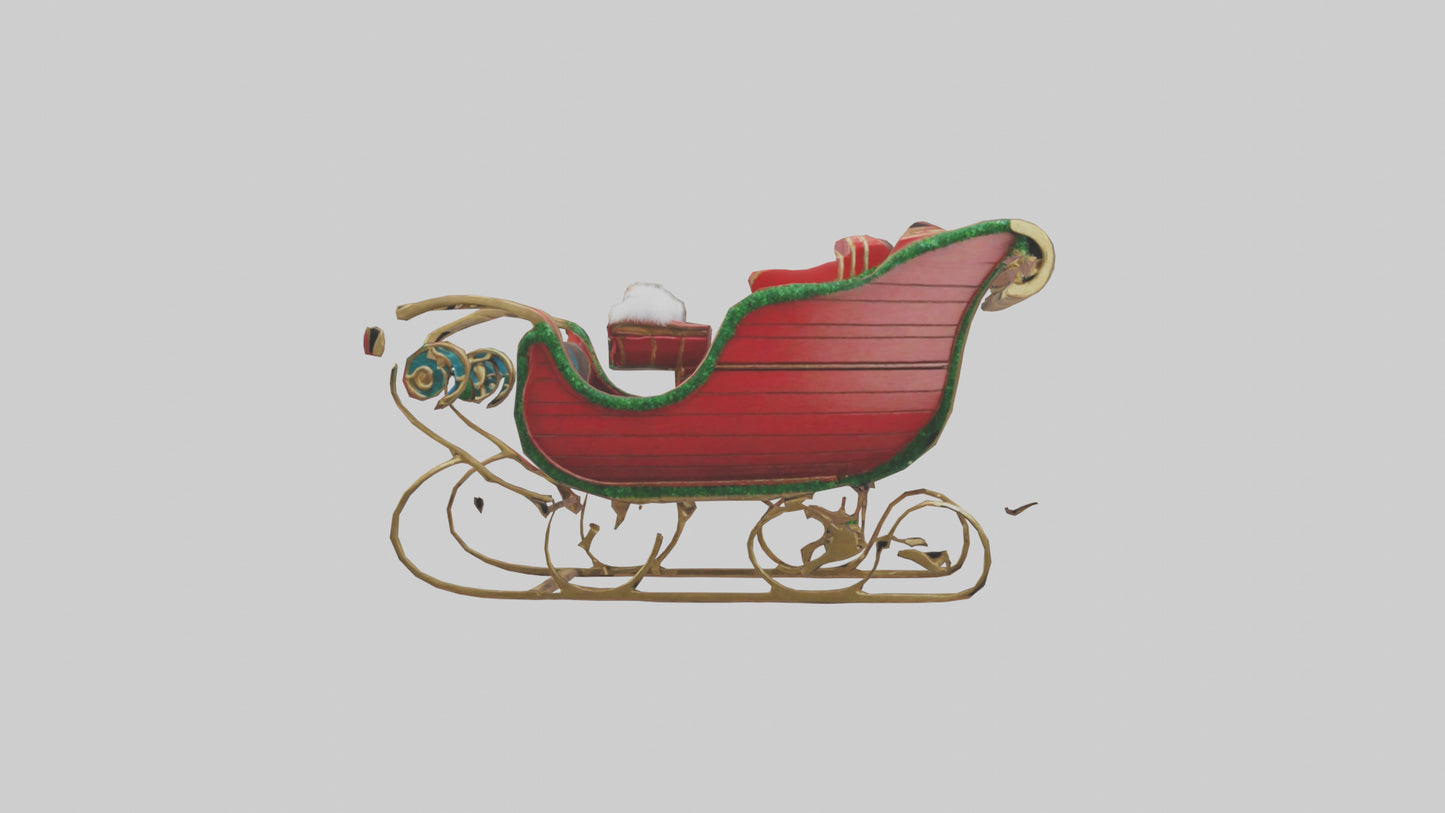 Christmas Sleigh model VR / AR / low-poly