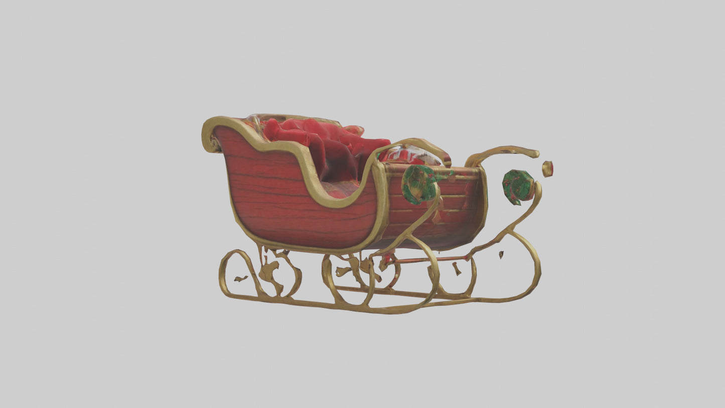 Christmas Sleigh model VR / AR / low-poly