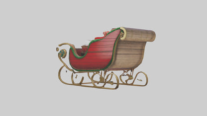 Christmas Sleigh model VR / AR / low-poly