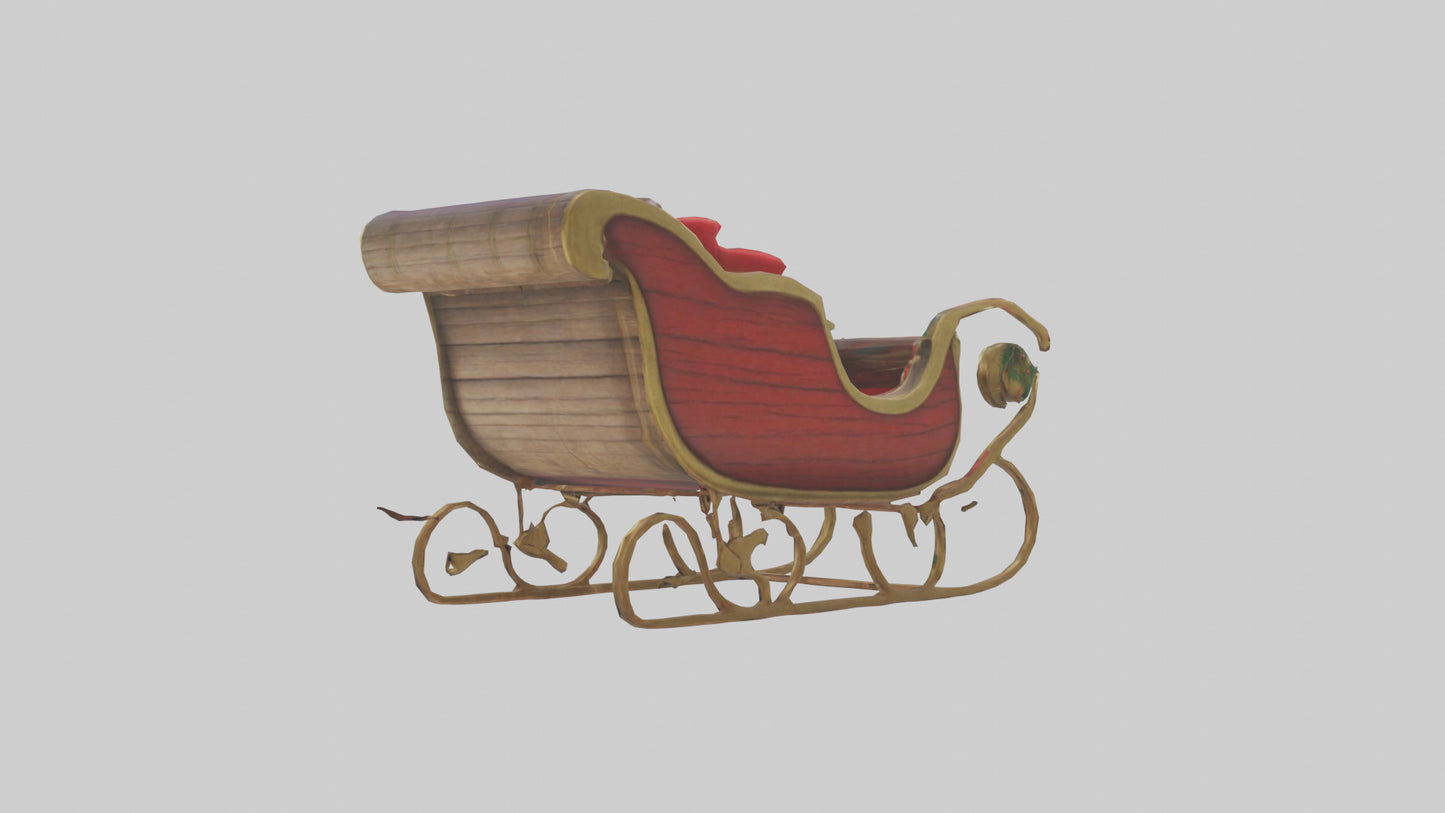 Christmas Sleigh model VR / AR / low-poly