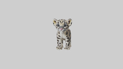 3D model Clouded Leopard cub playing model VR / AR / low-poly