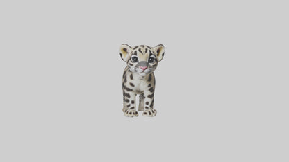 3D model Clouded Leopard cub playing model VR / AR / low-poly