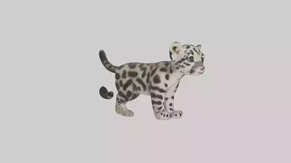 3D model Clouded Leopard cub playing model VR / AR / low-poly