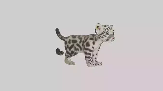 3D model Clouded Leopard cub playing model VR / AR / low-poly