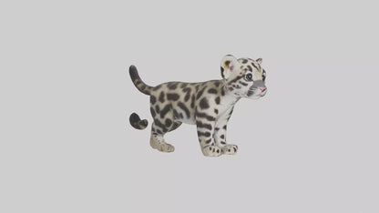 3D model Clouded Leopard cub playing model VR / AR / low-poly