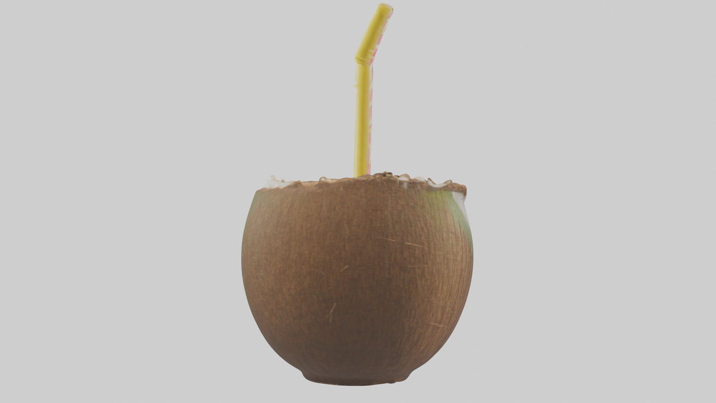 3D model Coconut Drink with Straw model VR / AR / low-poly