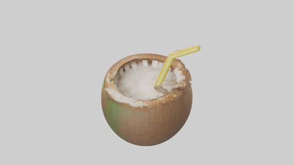 3D model Coconut Drink with Straw model VR / AR / low-poly