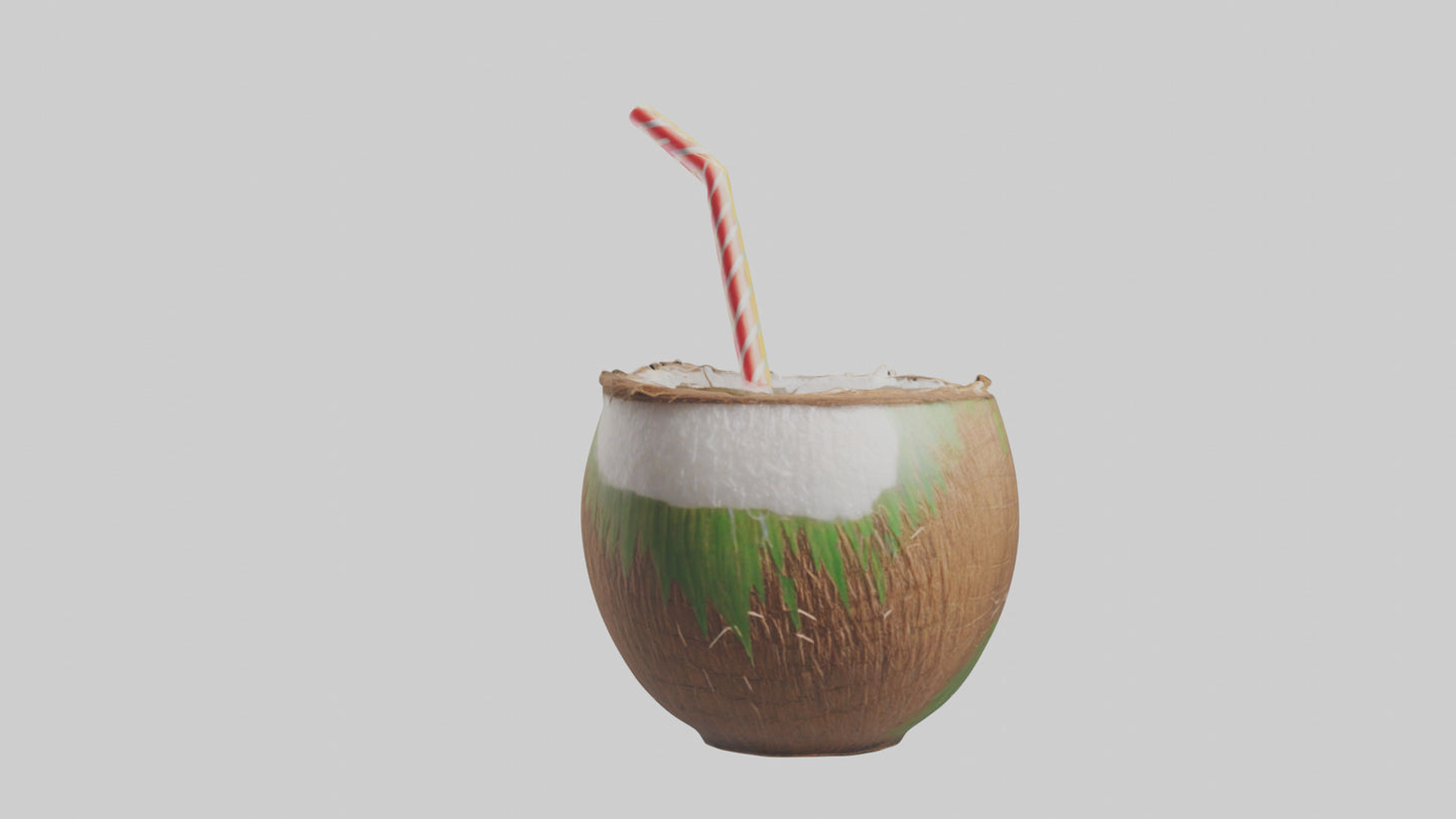 3D model Coconut Drink with Straw model VR / AR / low-poly