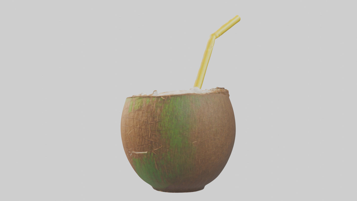 3D model Coconut Drink with Straw model VR / AR / low-poly