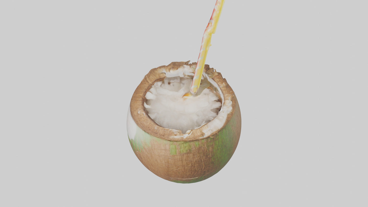 3D model Coconut Drink with Straw model VR / AR / low-poly