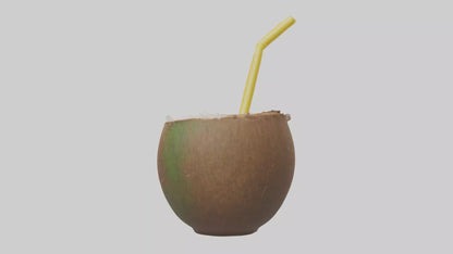 3D model Coconut Drink with Straw model VR / AR / low-poly