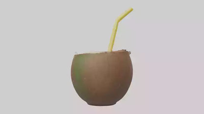 3D model Coconut Drink with Straw model VR / AR / low-poly
