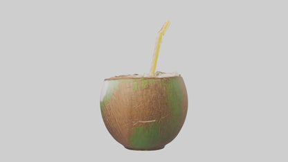 3D model Coconut Drink with Straw model VR / AR / low-poly