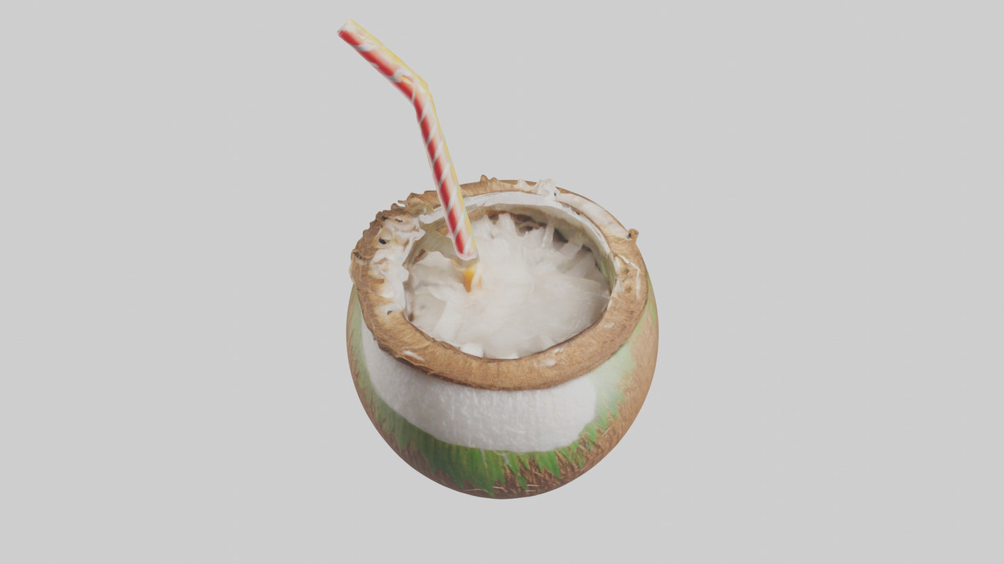 3D model Coconut Drink with Straw model VR / AR / low-poly