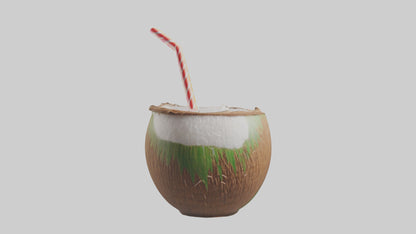 3D model Coconut Drink with Straw model VR / AR / low-poly