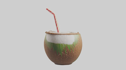 3D model Coconut Drink with Straw model VR / AR / low-poly