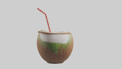 3D model Coconut Drink with Straw model VR / AR / low-poly