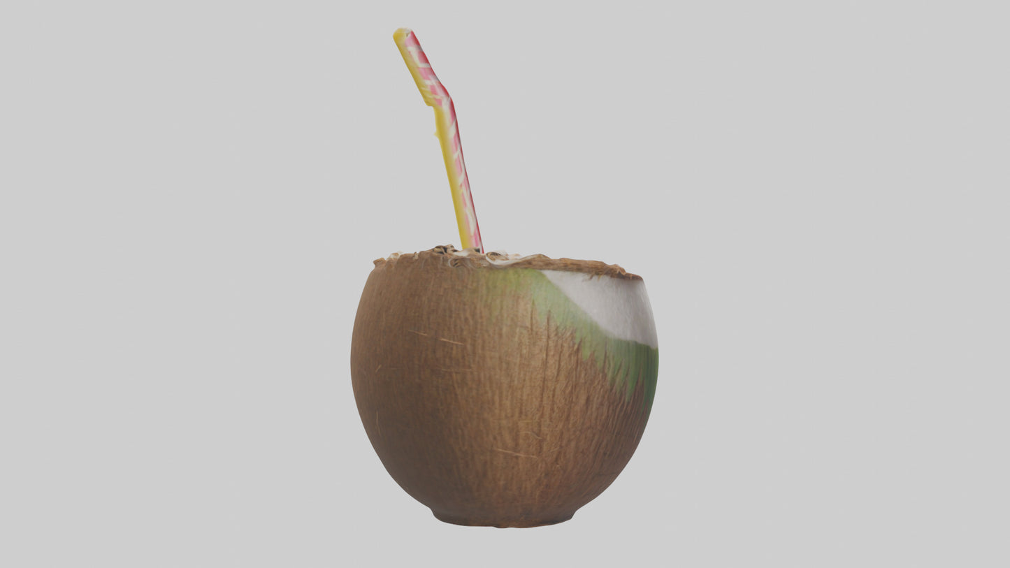 3D model Coconut Drink with Straw model VR / AR / low-poly
