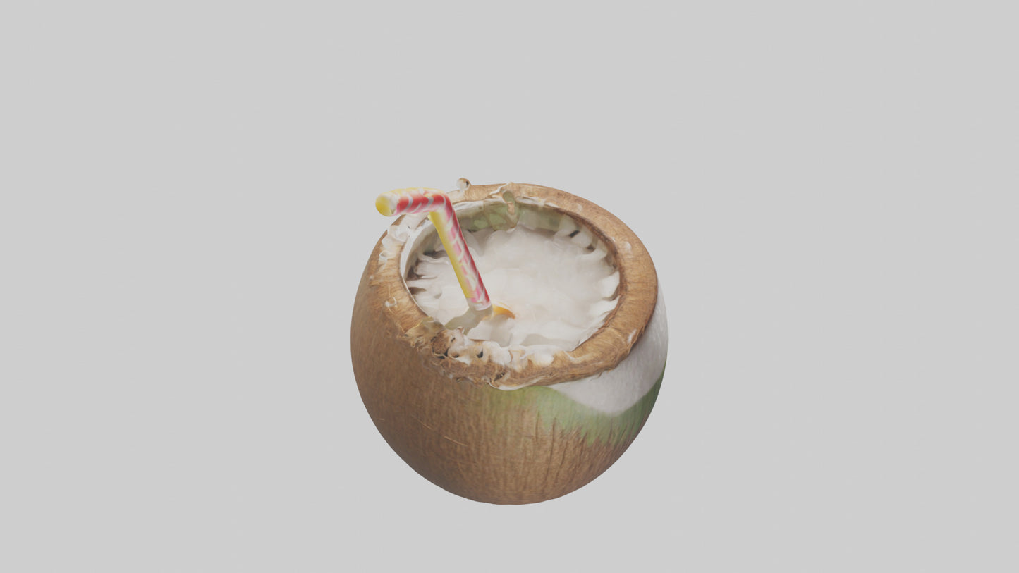 3D model Coconut Drink with Straw model VR / AR / low-poly