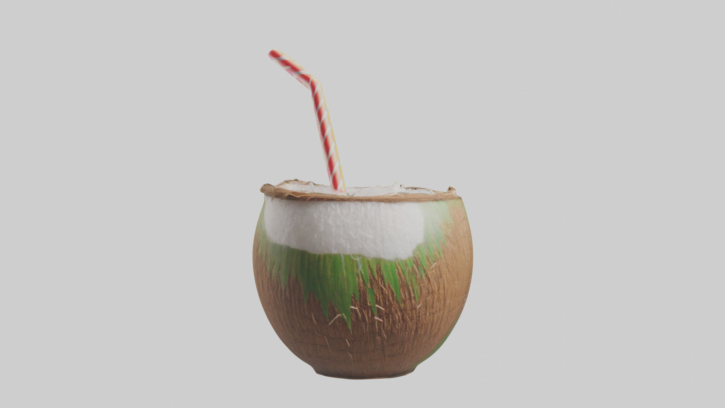 3D model Coconut Drink with Straw model VR / AR / low-poly