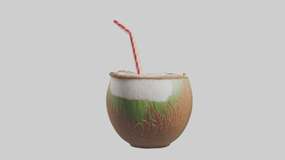 3D model Coconut Drink with Straw model VR / AR / low-poly