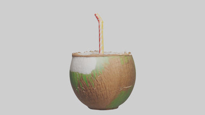 3D model Coconut Drink with Straw model VR / AR / low-poly